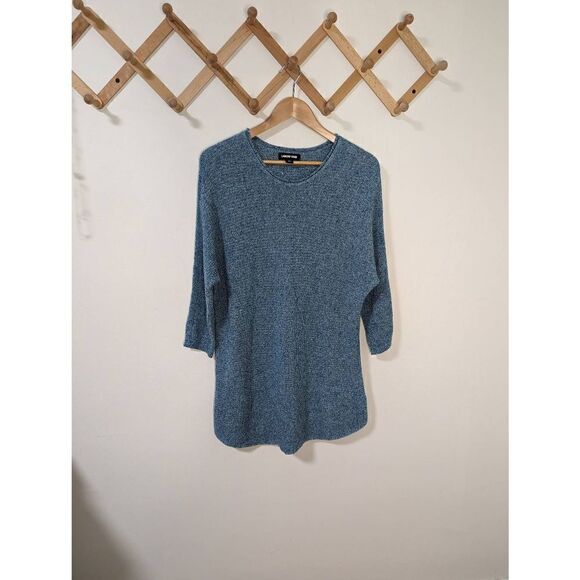 Lands End Women's Blue Linen/Cotton Blend Knit Sweater Tunic Top - Size L - Picture 1 of 6
